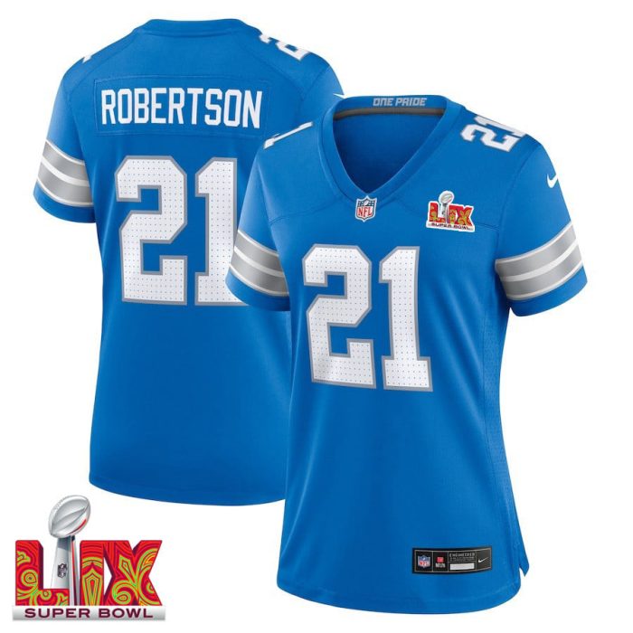 Amik Robertson #21 Detroit Lions Super Bowl LIX Women's Jersey - Blue