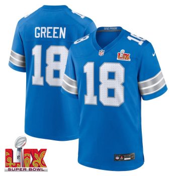 Antoine Green #18 Detroit Lions Super Bowl LIX Jersey - Men's - Blue