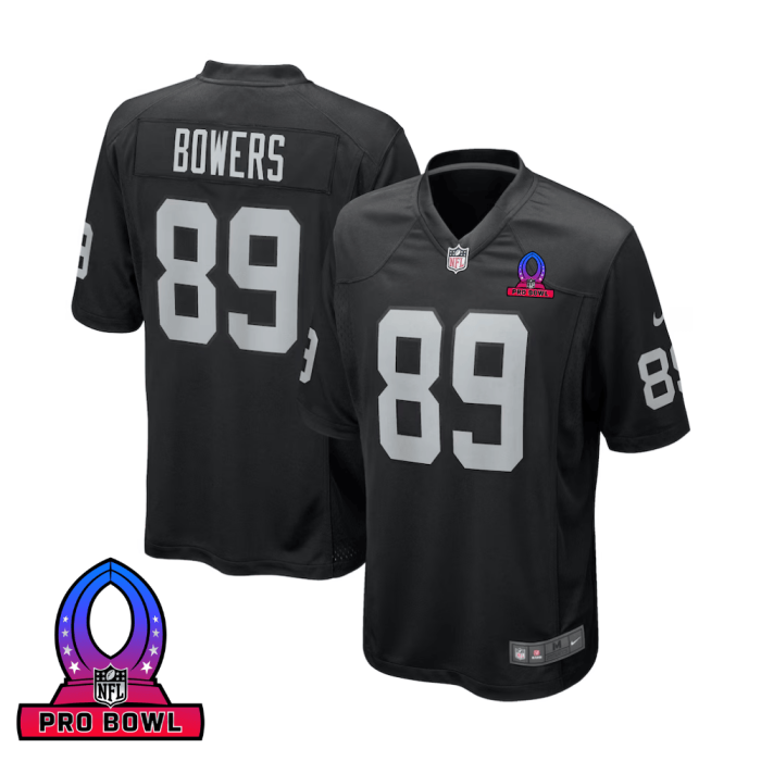 Brock Bowers 89 Las Vegas Raiders 2025 Pro Bowl Patch Game Men Jersey - Black