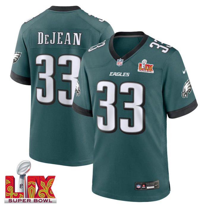 Cooper DeJean #33 Philadelphia Eagles Super Bowl LIX Jersey - Men's - Midnight Green