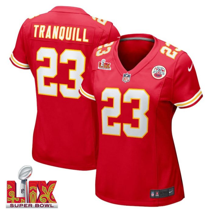 Drue Tranquill #23 Kansas City Chiefs Super Bowl LIX Women's Jersey - Red