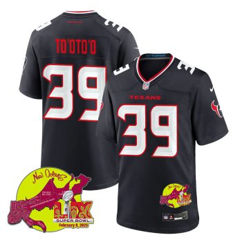 Henry To'oTo'o 39 Houston Texans Super Bowl LIX New Orleans Patch Game Men Jersey - Navy