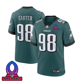 Jalen Carter 98 Philadelphia Eagles 2025 Pro Bowl Patch Game Men Jersey - Midnight Green