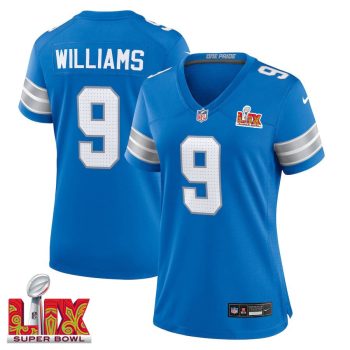 Jameson Williams #9 Detroit Lions Super Bowl LIX Women's Jersey - Blue