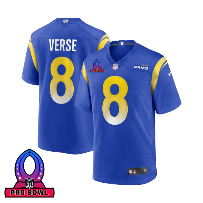 Jared Verse 8 Los Angeles Rams 2025 Pro Bowl Patch Game Men Jersey - Royal