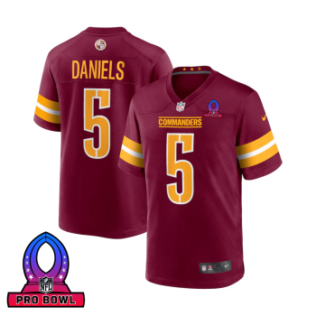 Jayden Daniels 5 Washington Commanders 2025 Pro Bowl Patch Game Men Jersey - Burgundy