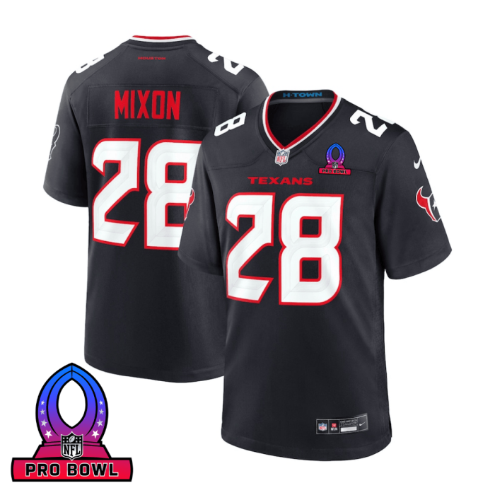 Joe Mixon 28 Houston Texans 2025 Pro Bowl Patch Game Men Jersey - Navy