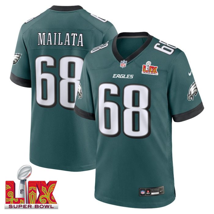 Jordan Mailata #68 Philadelphia Eagles Super Bowl LIX Jersey - Men's - Midnight Green