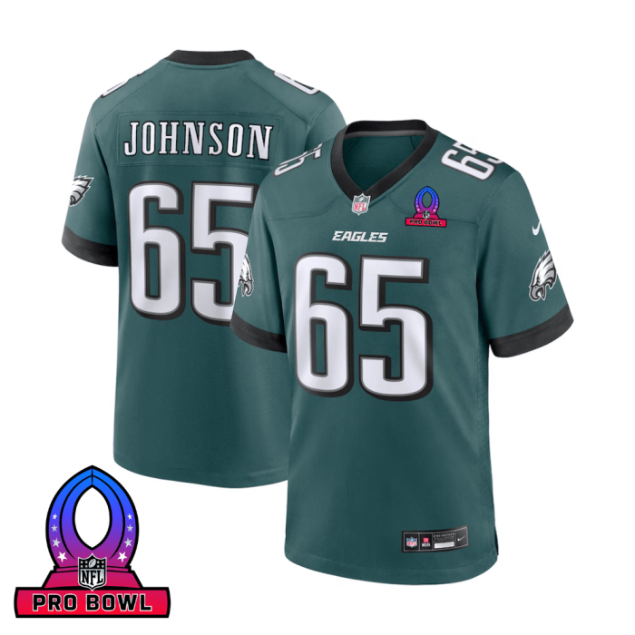 Lane Johnson 65 Philadelphia Eagles 2025 Pro Bowl Patch Game Men Jersey - Midnight Green