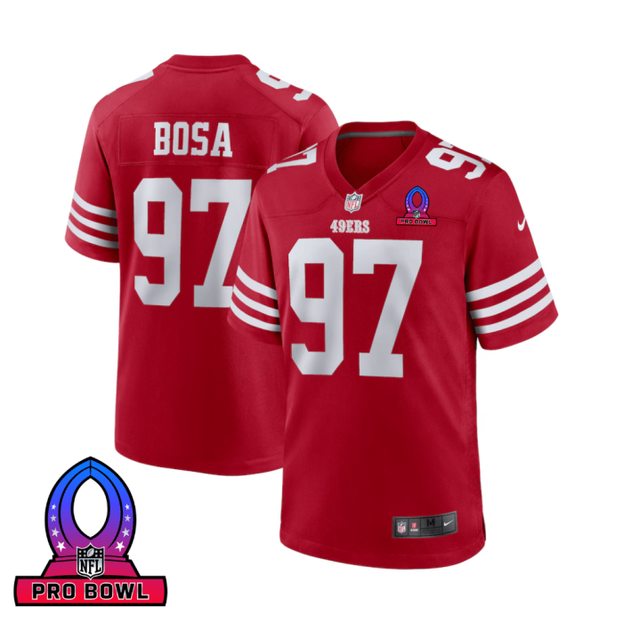 Nick Bosa 97 San Francisco 49ers 2025 Pro Bowl Patch Game Men Jersey - Scarlet