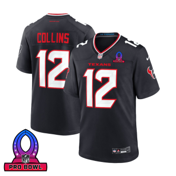 Nico Collins 12 Houston Texans 2025 Pro Bowl Patch Game Men Jersey - Navy