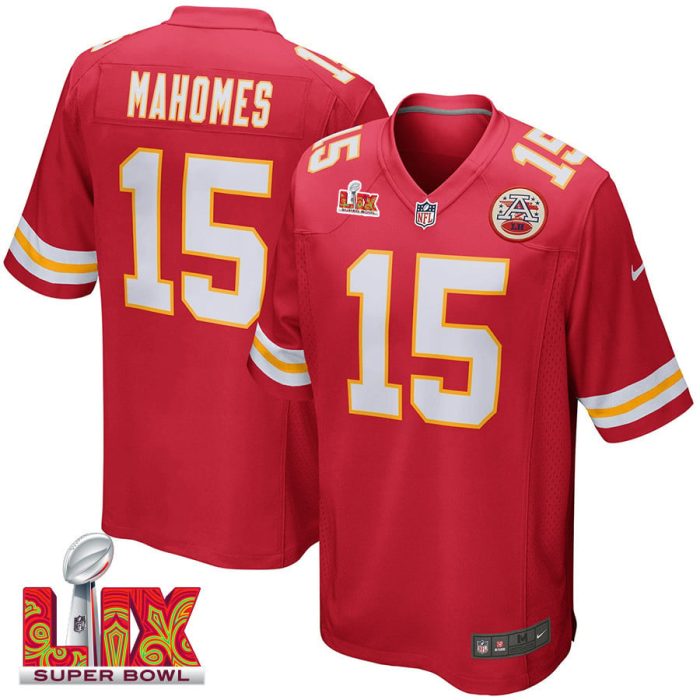 Patrick Mahomes #15 Kansas City Chiefs Super Bowl LIX Jersey - Men's - Red