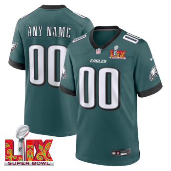 Philadelphia Eagles Super Bowl LIX Patch Game Men Custom Jersey - Midnight Green