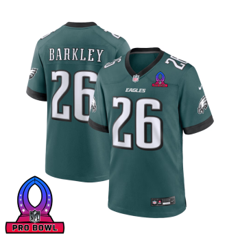 Saquon Barkley 26 Philadelphia Eagles 2025 Pro Bowl Patch Game Men Jersey - Midnight Green