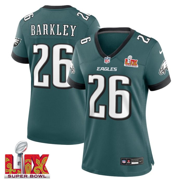 Saquon Barkley #26 Philadelphia Eagles Super Bowl LIX Women's Jersey - Midnight Green