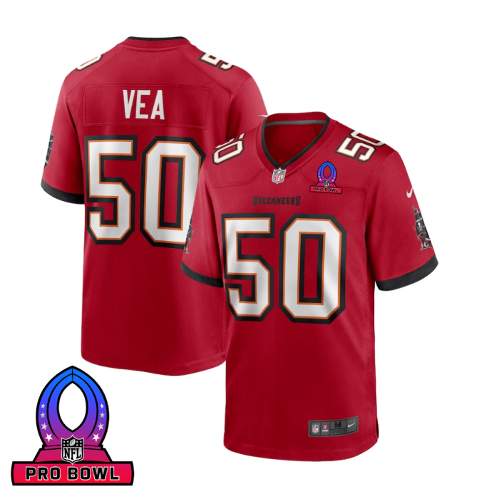 Vita Vea 50 Tampa Bay Buccaneers 2025 Pro Bowl Patch Game Men Jersey - Red