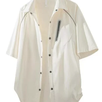 Men's Casual Short Sleeve Zipper Pocket Shirt