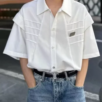 Men's Plus Size Button Up Half Sleeve Shirt