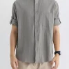 Men's Plus Size Casual Button Up Roll Up Sleeve Shirt