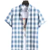 Men's Plus Size Casual Plaid Short Sleeve Shirt