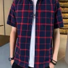 Men's Plus Size Casual Plaid Short Sleeve Shirt