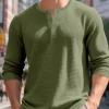 Men's Plus Size Casual Waffle Knit Henley T-Shirt