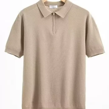 Men's Plus Size Quarter Zip Short Sleeve Polo