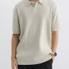 Men's Plus Size Ribbed Knit Short Sleeve Polo