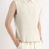 Men's Plus Size Ribbed Knit Zip-Up Tank