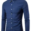 Men's Plus Size Slim Fit Long Sleeve Button-Down Shirt