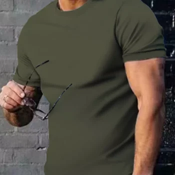 Men's Plus Size Solid Color Casual T-Shirt
