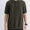 Men's Plus Size Texture Knit Short Sleeve Polo
