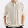 Men's Plus Size Textured Knit Short Sleeve Polo