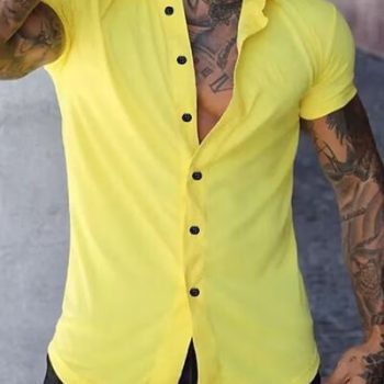 Men's Full Size Slim Fit Short Sleeve Button-Down Shirt Plus Size