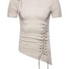 Men's Lace-Up Asymmetric Hem T-Shirt