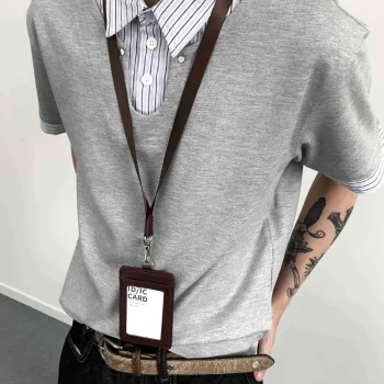 Men's Layered-Look Striped Collar Polo