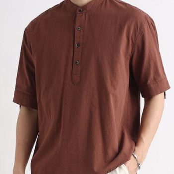 Men's Plus Size Button Detail Short Sleeve Blouse
