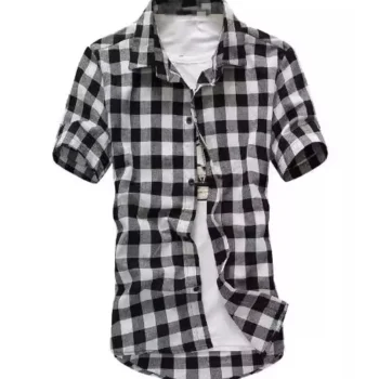 Men's Plus Size Casual Short Sleeve Plaid Shirt