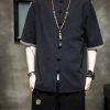Men's Plus Size Chinese Style Half Sleeve Shirt