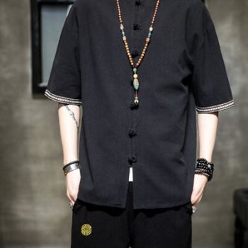 Men's Plus Size Chinese Style Half Sleeve Shirt
