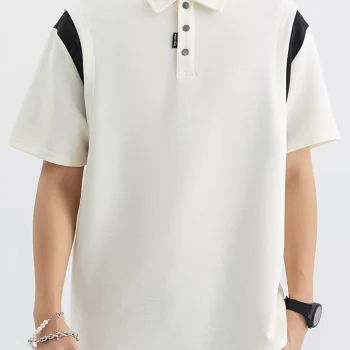 Men's Plus Size Contrast Shoulder Casual Polo