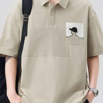 Men's Plus Size Embroidered Pocket Polo Shirt