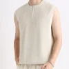 Men's Plus Size Knitted Zip-Up Tank