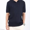 Men's Plus Size Ribbed Knit Short Sleeve Polo