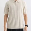Men's Plus Size Ribbed Knit Slim Fit Polo