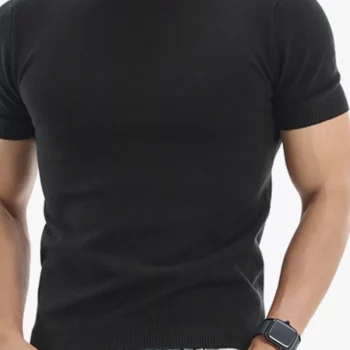 Men's Plus Size Slim Fit Short Sleeve Sweater