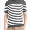 Men's Plus Size Striped Knit Short Sleeve Polo