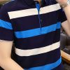 Men's Plus Size Striped Slim Fit Polo Shirt