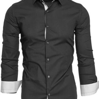 Men's Slim Fit Contrast Trim Long Sleeve Shirt
